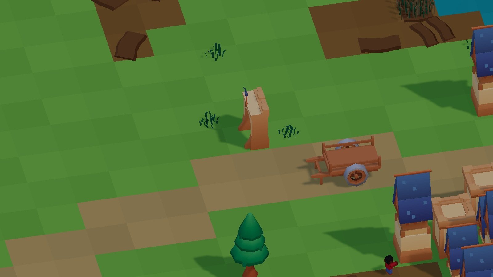 A cart loading crates at the trade gate on the valley road